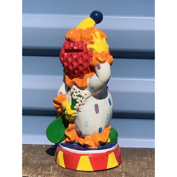 Vintage Clown Piggy Bank Collectible Colorful Display Decor Strange GRUNGE - Picture 4 of 11